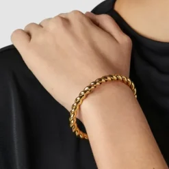 Pulsera rígida con baño de oro 18 kt sobre plata Twisted^TOUS Outlet