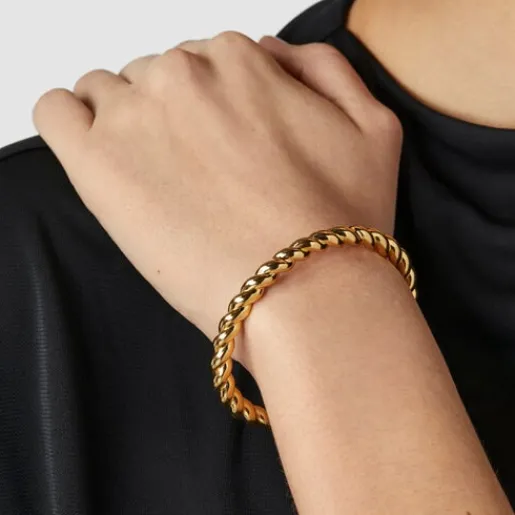 Pulsera rígida con baño de oro 18 kt sobre plata Twisted^TOUS Outlet