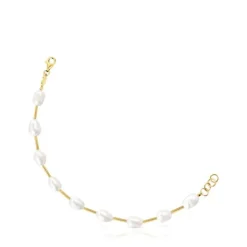 Pulsera tubo con baño de oro de 18 kt sobre plata y perlas cultivadas Gloss^TOUS Online
