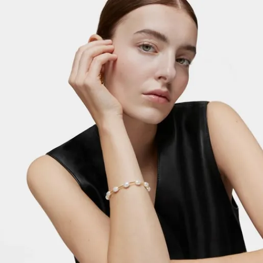 Pulsera tubo con baño de oro de 18 kt sobre plata y perlas cultivadas Gloss^TOUS Online