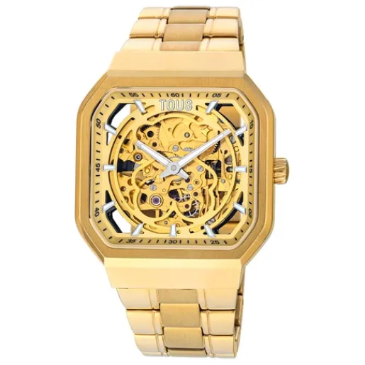 Reloj analógico automático con brazalete de IP dorado D-Bear^TOUS Sale