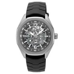 Reloj analógico automático con caja de titanio y brazalete de caucho negro Now^TOUS Best