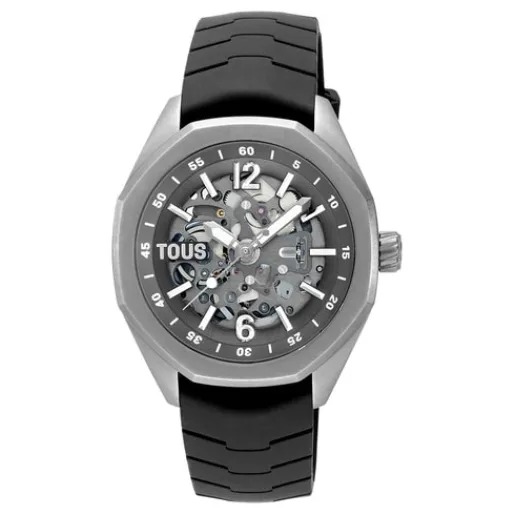 Reloj analógico automático con caja de titanio y brazalete de caucho negro Now^TOUS Best