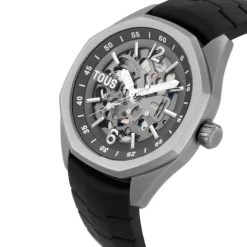 Reloj analógico automático con caja de titanio y brazalete de caucho negro Now^TOUS Best