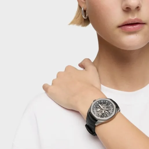 Reloj analógico automático con caja de titanio y brazalete de caucho negro Now^TOUS Best