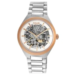 Reloj analógico con acero IPRG rosa y brazalete de acero Karat Round^TOUS Outlet