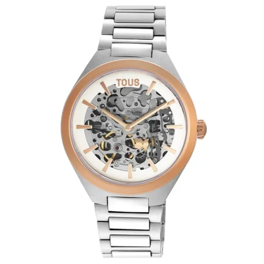 Reloj analógico con acero IPRG rosa y brazalete de acero Karat Round^TOUS Outlet