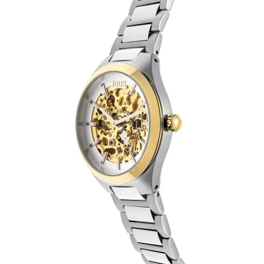 Reloj analógico con acero IPG dorado y brazalete de acero Karat Round^TOUS Best