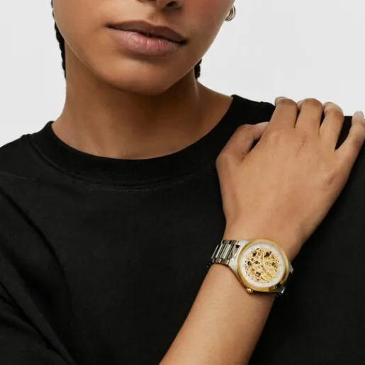 Reloj analógico con acero IPG dorado y brazalete de acero Karat Round^TOUS Best