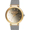 Reloj analógico con brazalete de acero y caja de aluminio en color IPG dorado S-Mesh Mirror^TOUS Clearance