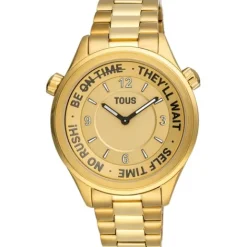 Reloj analógico con brazalete de acero IPG dorado y esfera dorada Now^TOUS New