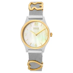 Reloj analógico con brazalete de acero SS, acero IPG dorado y esfera de nácar Epic Icon Mesh^TOUS Clearance