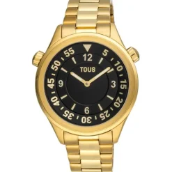 Reloj analógico con brazalete de acero IPG dorado y esfera negra Now^TOUS New