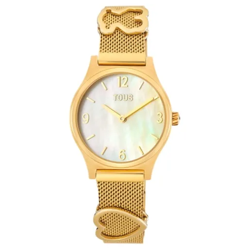 Reloj analógico con brazalete de acero IPG dorado y esfera de nácar Epic Icon Mesh^TOUS Discount