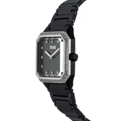 Reloj analógico con brazalete de aluminio negro y zirconias Karat Squared^TOUS Hot