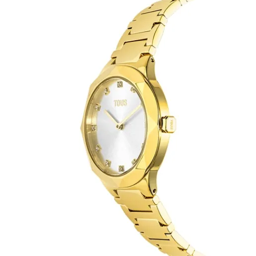Reloj analógico con brazalete de acero IPG dorado Karat Round^TOUS Sale