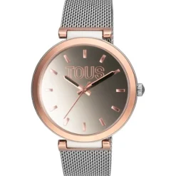 Reloj analógico con brazalete de acero y caja de aluminio en color IPRG rosado S-Mesh Mirror^TOUS Clearance