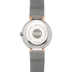 Reloj analógico con brazalete de acero y caja de aluminio en color IPRG rosado S-Mesh Mirror^TOUS Clearance