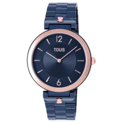 Reloj analógico con brazalete de acero IP azul y acero IPRG rosado S-Band^TOUS New