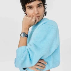Reloj analógico con brazalete de acero IP azul y acero IPRG rosado S-Band^TOUS New