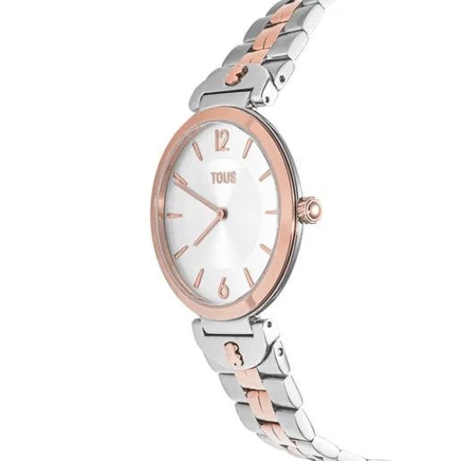 Reloj analógico con brazalete de acero y acero IPRG rosado S-Band^TOUS Clearance