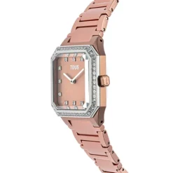 Reloj analógico con brazalete de aluminio rose gold y zirconias Karat Squared^TOUS