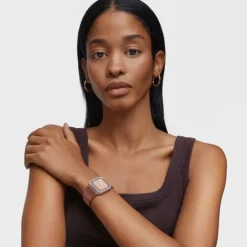 Reloj analógico con brazalete de aluminio rose gold y zirconias Karat Squared^TOUS