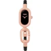 Reloj analógico con brazalete de acero IP negro y caja de acero IPRG rosado Hold Oval^TOUS Hot