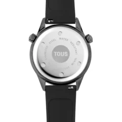 Reloj analógico con correa de silicona negra y caja de acero IP gris Now^TOUS New