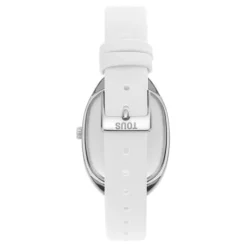Reloj analógico de acero con correa de piel blanca Heritage^TOUS Best