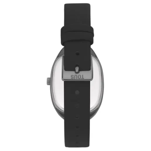 Reloj analógico de acero IPRG rosa con correa de piel negra Heritage^TOUS Best