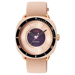 Reloj analógico de acero IPRG nude con brazalete elástico en color rosa Osier^TOUS