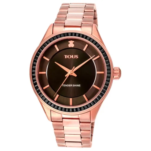 Reloj analógico T-Shine de acero IP rosado con zirconias cúbicas^TOUS Outlet
