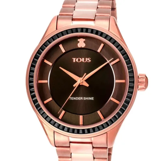 Reloj analógico T-Shine de acero IP rosado con zirconias cúbicas^TOUS Outlet
