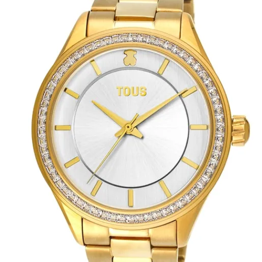 Reloj analógico T-Shine de acero IP dorado con zirconias cúbicas^TOUS Outlet