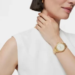 Reloj analógico T-Shine de acero IP dorado con zirconias cúbicas^TOUS Outlet