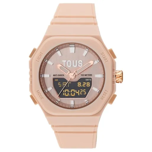 Reloj analógico/digital de acero IPRG nude con brazalete de nylon rosa Bet^TOUS Discount