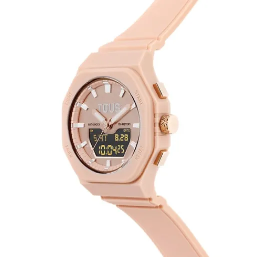 Reloj analógico/digital de acero IPRG nude con brazalete de nylon rosa Bet^TOUS Discount