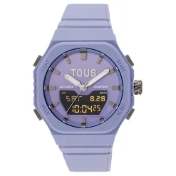 Reloj analógico/digital de acero IP lila con brazalete de nylon lila Bet^TOUS Outlet