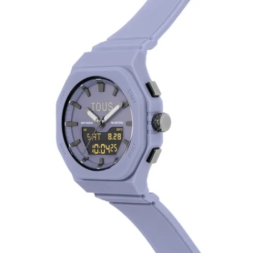Reloj analógico/digital de acero IP lila con brazalete de nylon lila Bet^TOUS Outlet