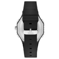 Reloj analógico/digital de acero y brazalete de nylon negro Bet^TOUS
