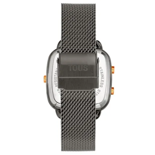 Reloj digital con brazalete de acero IPG gris D-Logo New^TOUS Best