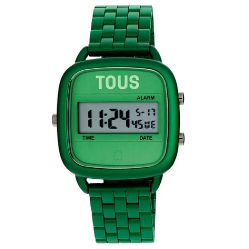 Reloj digital con brazalete de aluminio en color verde D-Logo^TOUS Outlet