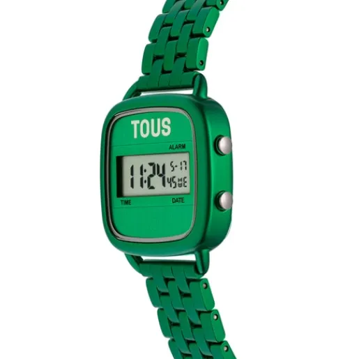 Reloj digital con brazalete de aluminio en color verde D-Logo^TOUS Outlet