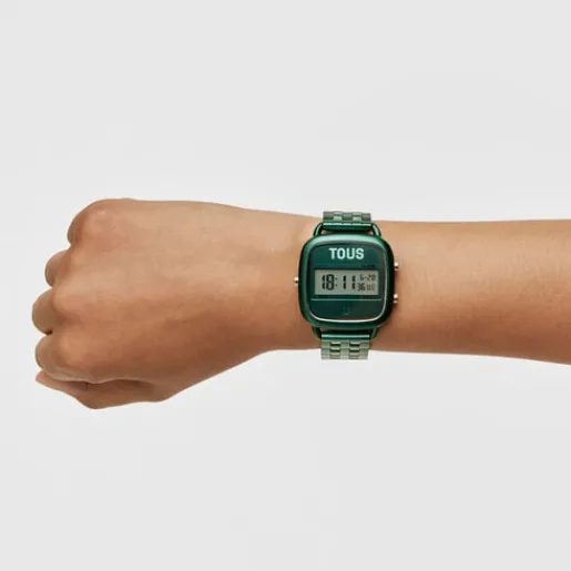 Reloj digital con brazalete de aluminio en color verde D-Logo^TOUS Outlet