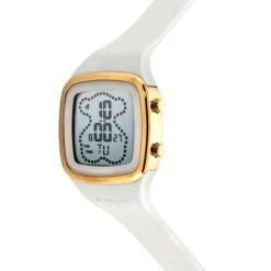 Reloj digital con correa de silicona en color blanco y caja de acero IPG dorado B-Time^TOUS Best