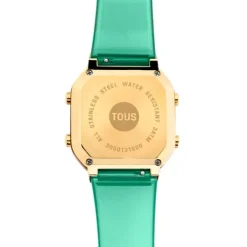 Reloj digital de policarbonato menta y acero IPG dorado D-BEAR Fresh^TOUS Hot