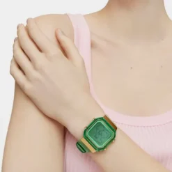 Reloj digital de policarbonato menta y acero IPG dorado D-BEAR Fresh^TOUS Hot
