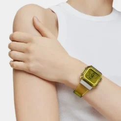 Reloj digital de policarbonato amarillo y acero D-BEAR Fresh^TOUS