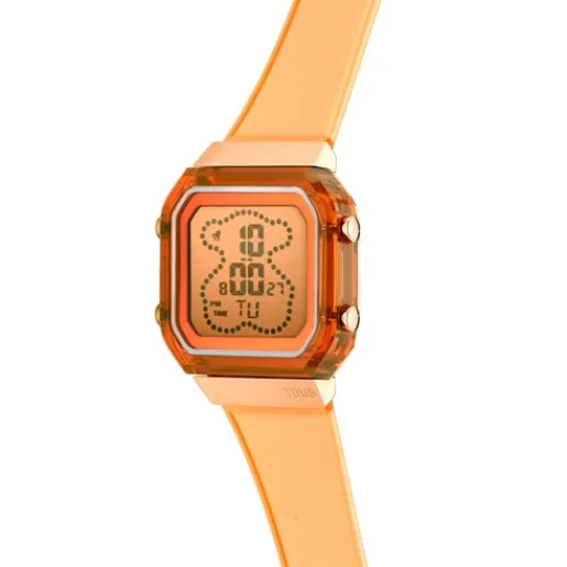 Reloj digital de policarbonato color salmón y acero IPRG rosa D-BEAR Fresh^TOUS Clearance